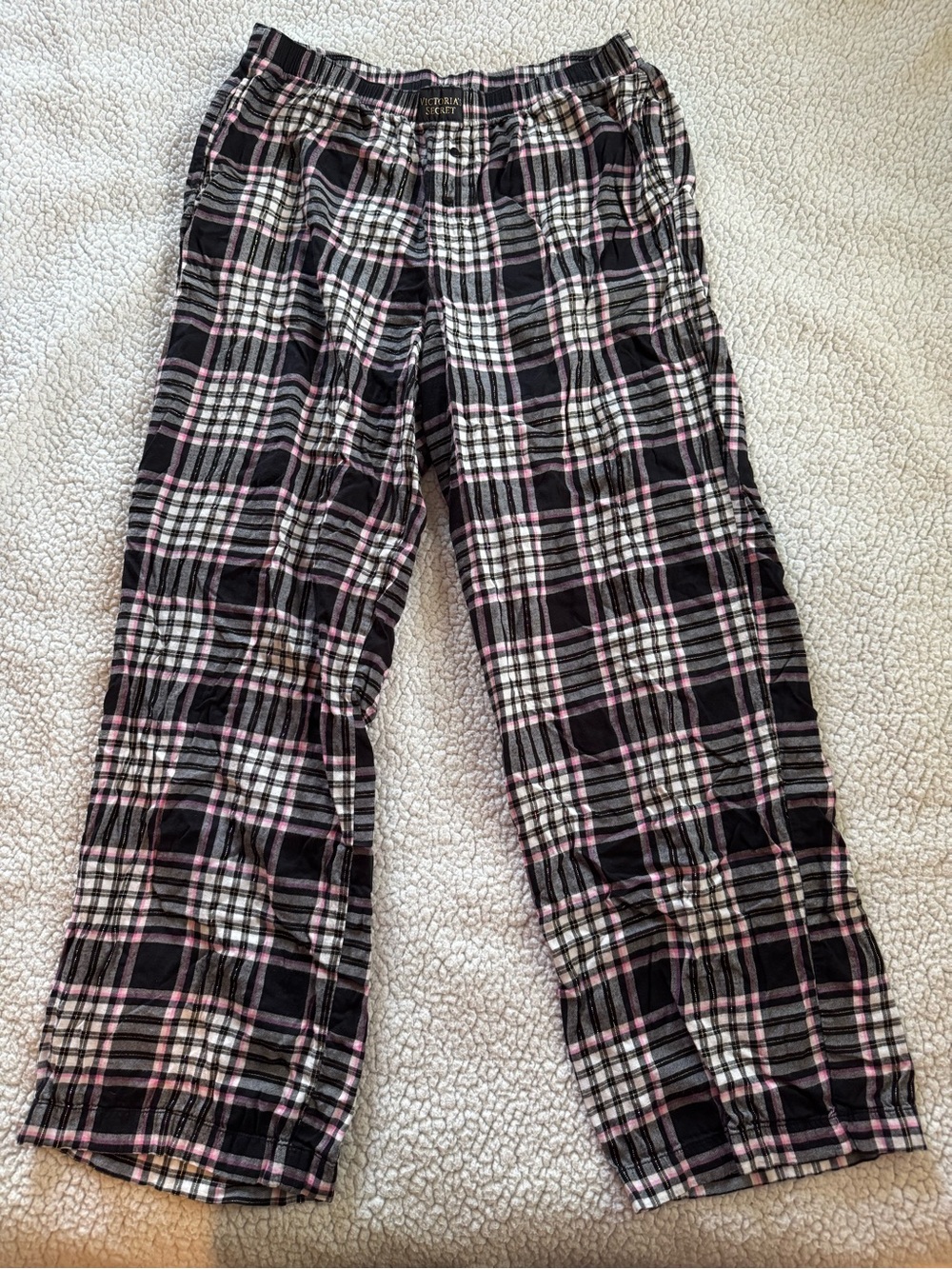 Victoria's Secret Black, White & Pink Plaid Pajama Pants